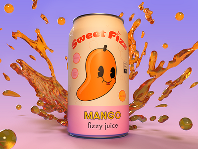 Sweet Fizz - natural fizzy juice branding can design can label can label design canned drink drink drink design fizzy drink juice juice design mango packaging packaging design