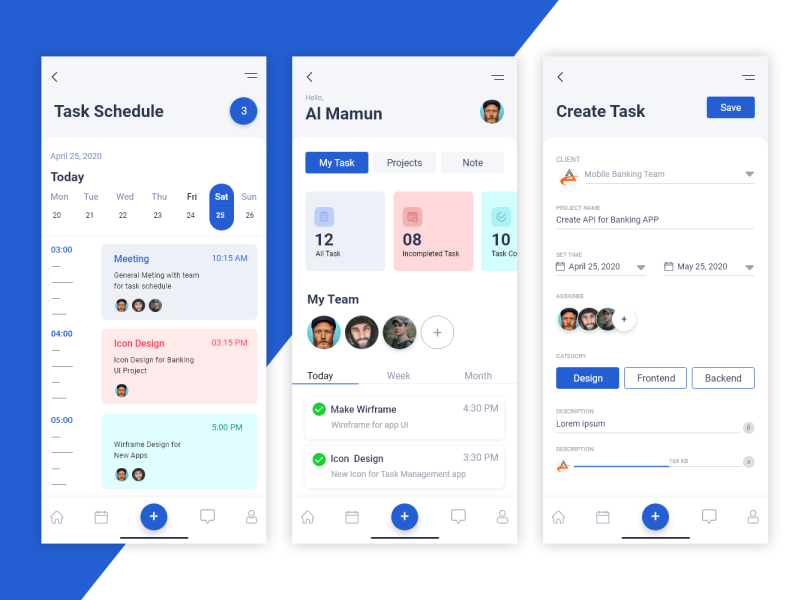 Task Management App UI by Al Mamun on Dribbble