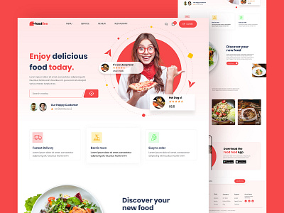 Food Delivery Landing Page clean food food bank food delivery food menu landing page online shop pizza restaurant web tempate web ui