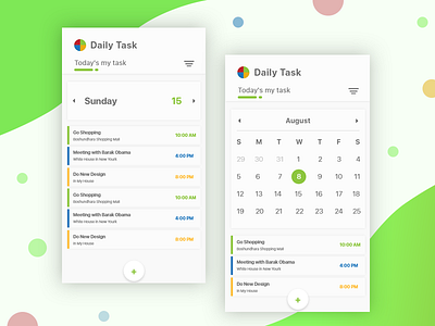 Daily Task Schedule app ui clean daily task schedule event fresh mobile app ui design xd