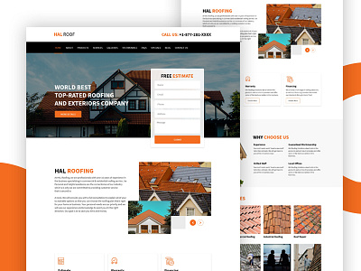 Web UI for Roof Selling Company company construction company house roof roof ui ux web design web template