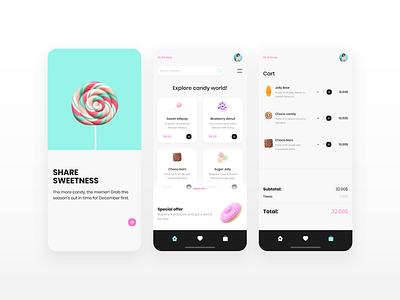 Candy Shop UI app candy sweet ui ux