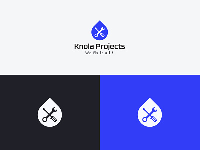 Knola Projects Logo Design for Repairing Services Company blue fix logo pipe repair