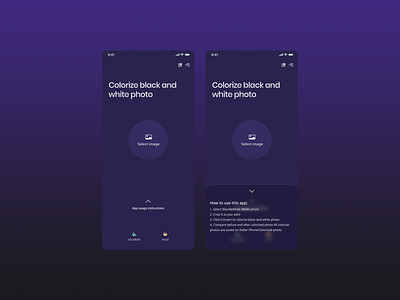 Black and white to colorize app UI design blackandwhite colorize mobileapp ui ux