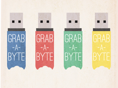 Grab a Byte logo rough colors flashdrive logo podcast