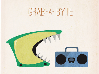 Grab A Byte graphic grab a byte illustration logo podcast retro simple