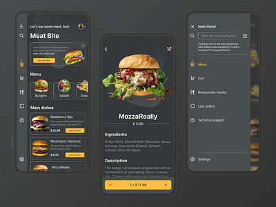 Burger Delivery App Concept | Meat Bite app burger cart concept delivery design food food delivery ios mobile order product design restaurant ui ux
