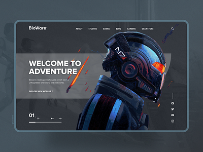 Bioware cover page redesign | Web & Mobile bioware cover page design gamedesign games mass effect menu mobile pagination rpg web website