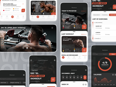 Fitness & Workout App | iOS Concept app design fitness ios mobile product design schedule sets statistics training ui ux video workout