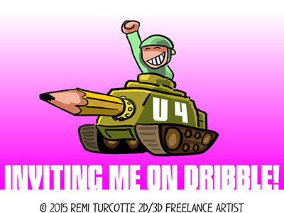 TANK U 4 Inviting me on Dribbble ! cartoon funny thanks vector