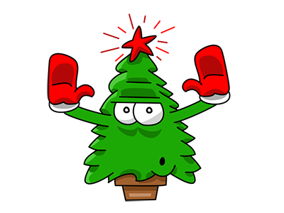 Nwell the Christmas tree 5 cartoon christmas funny sticker tree vector