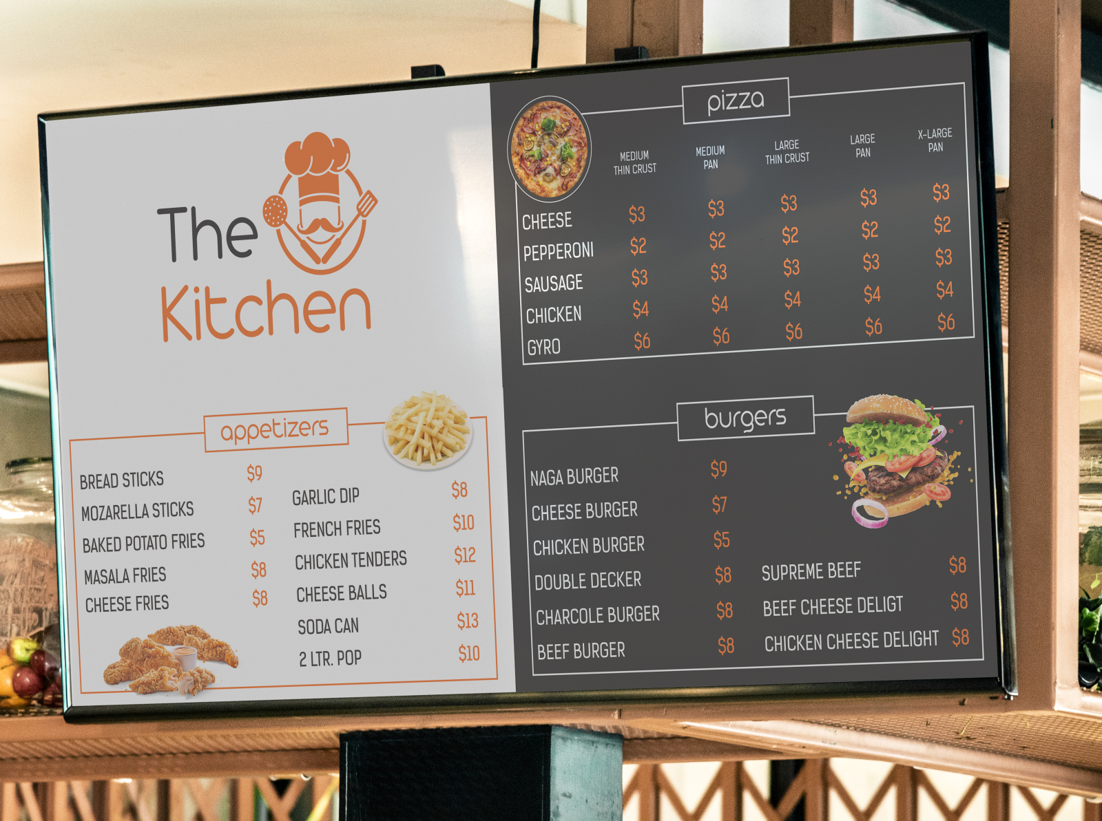 modern menu board design