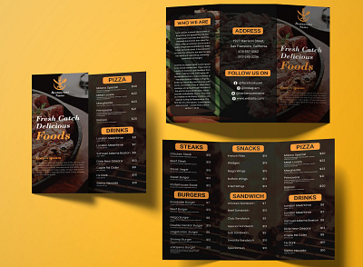 Tri Fold Restaurant Menu digital menu food menu graphic design menu board menu design print design restaurant menu tri fold menu tv screen menu