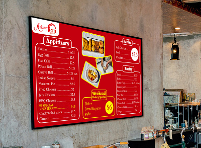 Digital TV Screen Menu Design banner design digital menu food menu graphic design illustration menu board menu design print design restaurant menu signage signage design tv screen menu