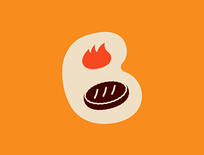 B // Burger // Fire b brand branding burguer design dz9 fire food icon illustration logo orange vector
