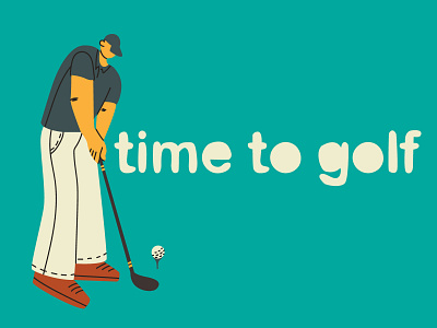 Time to golf app banner branding concept design flat golf golf club golfer green illustrador illustration player sport vector web