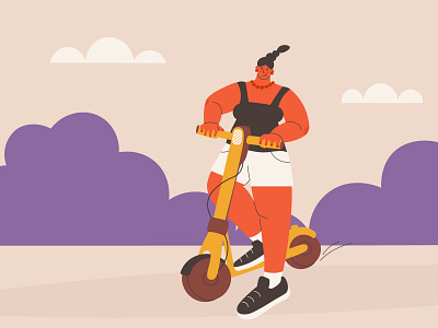 This is a self-portrait 😅 character design dribbble eco electric flat friendly lifestile scooter urban