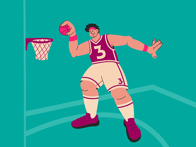 slam dunk app ball design dribbling illustration multicolor player shot slam dunk web