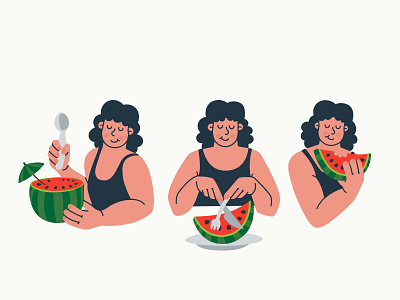 How do you eat it? adobe character concept design digital eat flat fruits fun hand drawing illustration illustrator summer vector watermelon