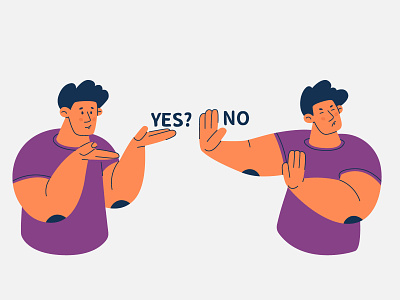 Yes or no? adobe adobeillustrator answer character concept design flat illustration persona purple question ui vector web