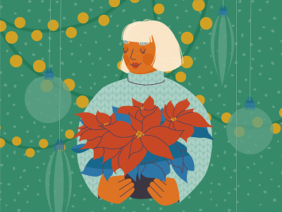 Felices fiestas adobe illustrator branding character christmas concept design flat girl graphic design happy happy holidays illustration merry new poinsettia spurge vector web year