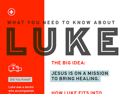 Dr. Luke ambulance bible gospel healing health icons infographic information design jesus luke
