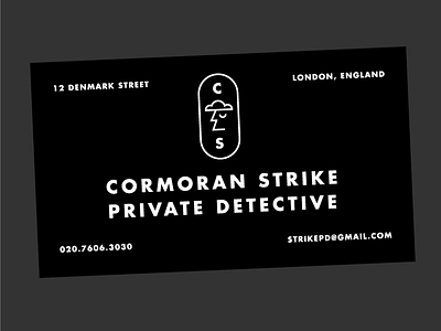 Cormoran Strike, Detective business card cormoran strike detective jk rowling robert galbraith