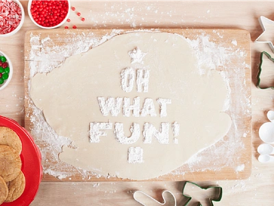 Oh What Fun / Cookie Dough branding christmas cookie dough cookies food type jingle bells knockout logo photography typography