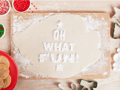 Oh What Fun / Cookie Dough branding christmas cookie dough cookies food type jingle bells knockout logo photography typography