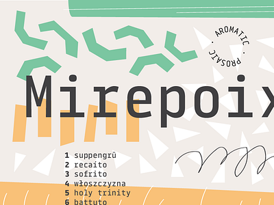 Tabular cooking mirepoix monospace specimen type specimen typography