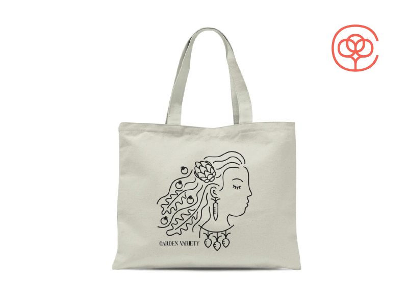 Vegetable Lady Tote Bag tote tote bag radish carrot artichoke arugula tomato vegetables woman lady girl illustration