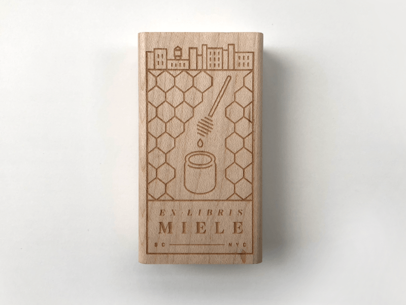 Ex Libris Miele II brooklyn honeycomb nyc honey stamp ex libris bookplate