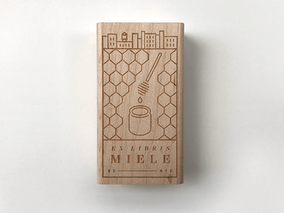 Ex Libris Miele II bookplate brooklyn ex libris honey honeycomb nyc stamp