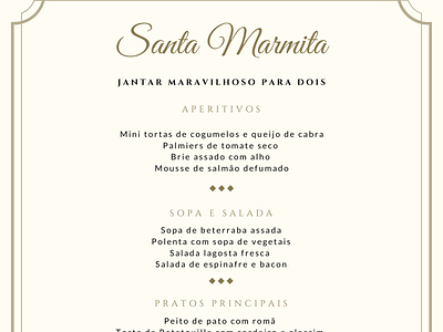 CARDAPIO SANTA MARMITA design graphic design