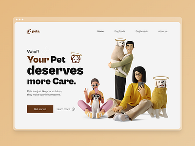 Pets landing page figma hero section interface landing page ui web