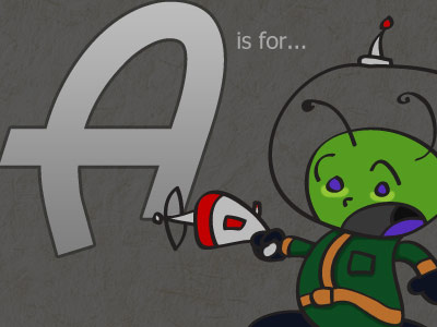 A is for Alien alphabet illustration photoshop vector