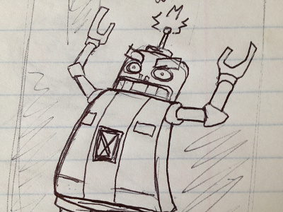 Agressive Robot is Aggressive doodle illustration robot! sketch