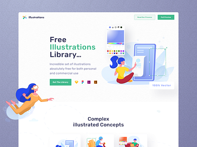 Free Illustration Library - Landing Page Design