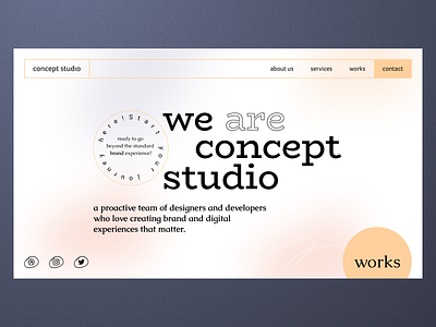 Concept Studio - Header light version 2021 awwwards brand branding clean design design agency glassmorphism hero header illustration inspiration interface minimal portfolio trending typography ui ux web website