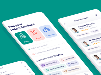 Health Solutions Finder App Design android app app blood donation brand clean design doctor app doctor appointment health health app health care interface ios app isometric minimal mockup product design ui ux