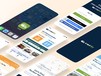 Carfy - App Screens 2021 trend android app brand branding car app colors design interface interface design ios minimal signup trendy typography ui ux
