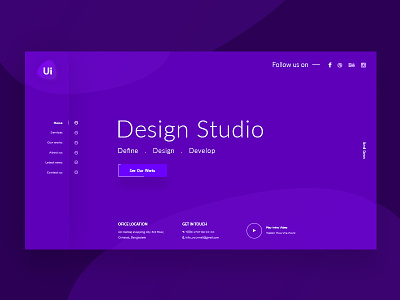 UI Creative Studio PSD Template agency creative design flat menu minimal portfolio studio web