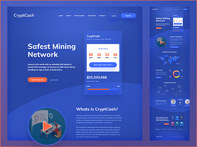 CryptCash Cryptocurrency website design bitcoin blockchain btc crypto cryptocurrency eth ethereum ico landing market mining uiux