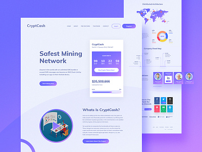 CryptCash Gradient Version bitcoin chart color ful crypto design gradient ico interface landing mining ui ux