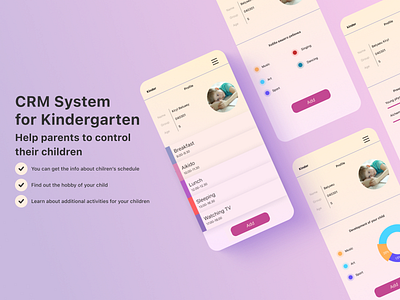 CRM system for schools, kindergartens and educational courses app crm design figma ios app ui ux uxui design