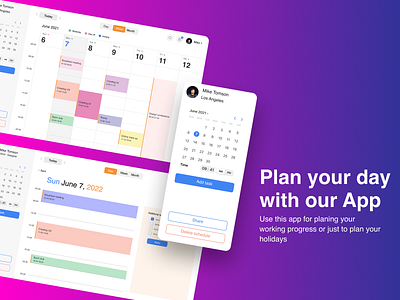 Time planning App app crm design figma ui ux uxui design