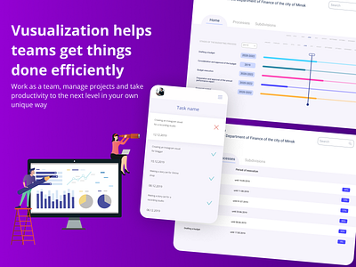 Visualization of employee processes in the company app crm design figma ui ux uxui design