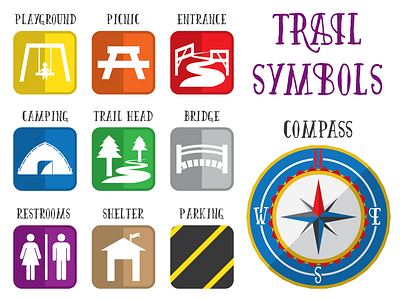 Trail Icons camp compass guide icon icons marker nature park symbol symbols trail trails