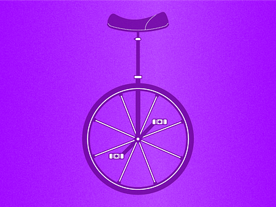 Unicycle balance bicycle bike illustration minimal one purple single spokes tire unicycle wheel