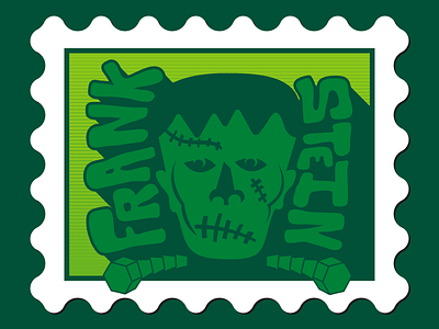 Frank Stein flat frankenstein green halloween scary spooky stamp stitches